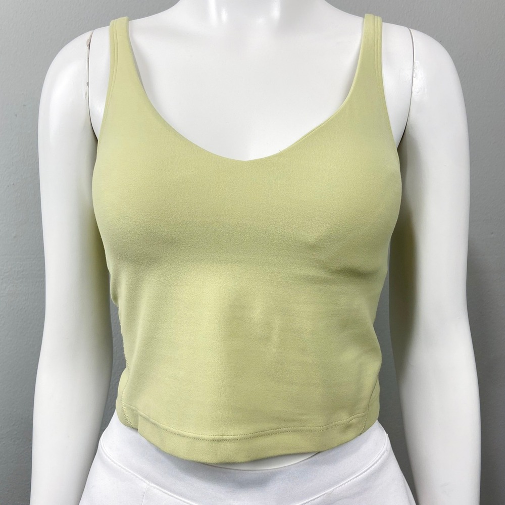 Lululemon Align Tank Top Women Size 6 Dew‎ Green Nulu Cropped V-Neck Yoga Bra